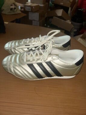 adidas Women's Metallic silver Sneakers with Black Stripes